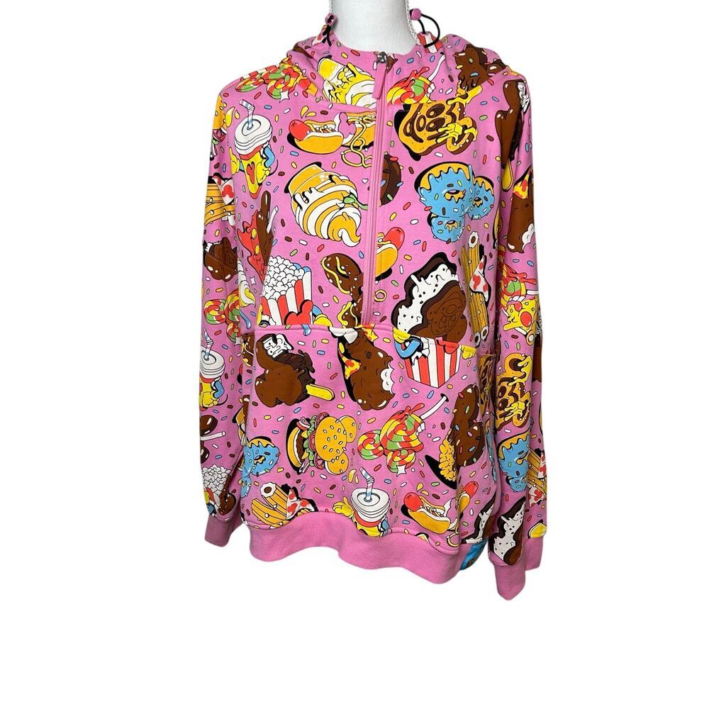 Disney eats all over print pink 1/2 zip hoodie terry sweatshirt size 2X